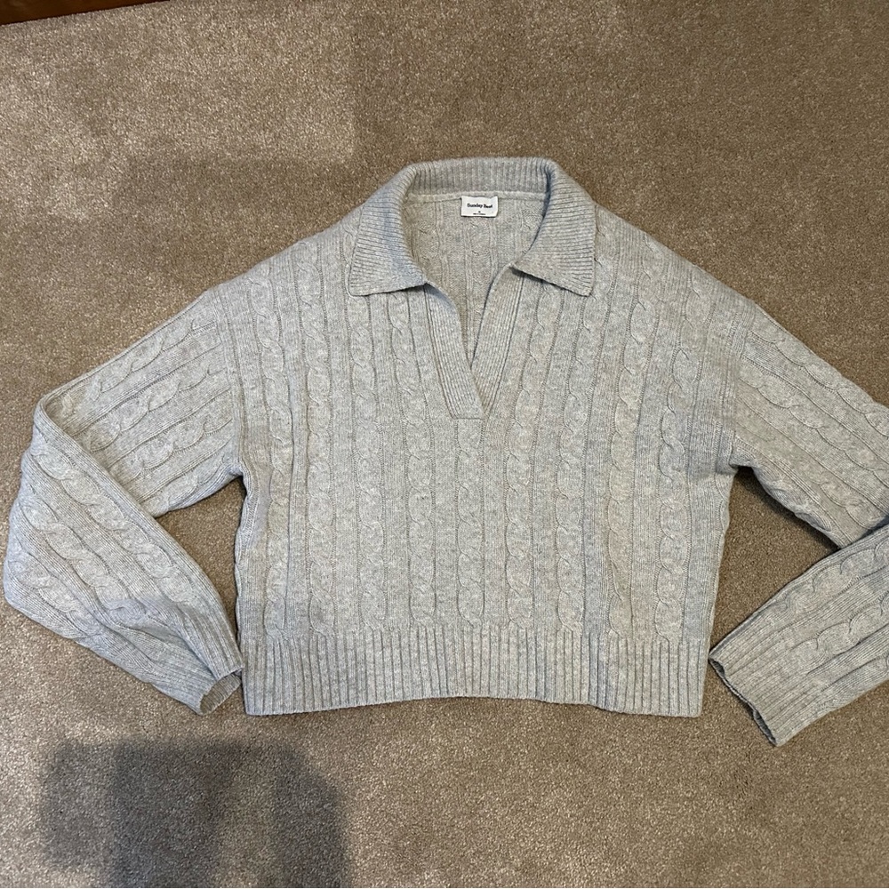Sunday Best Gray V-Neck Cable Knit Sweater